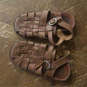 Children's Brown Woven Fisherman Sandals - Adjustable Buckle
